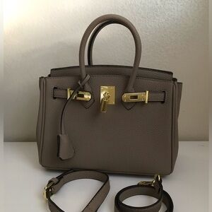 Taupe beige satchel top handle crossbody handbag - Brand new, never used